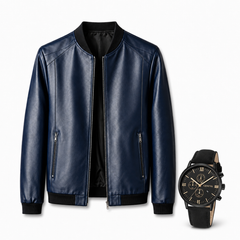 Chaqueta de Cuero + Reloj italiano